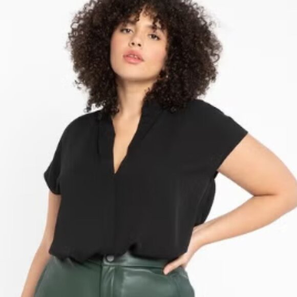 ELOQUII Notch Collar Blouse - Picture 1 of 6